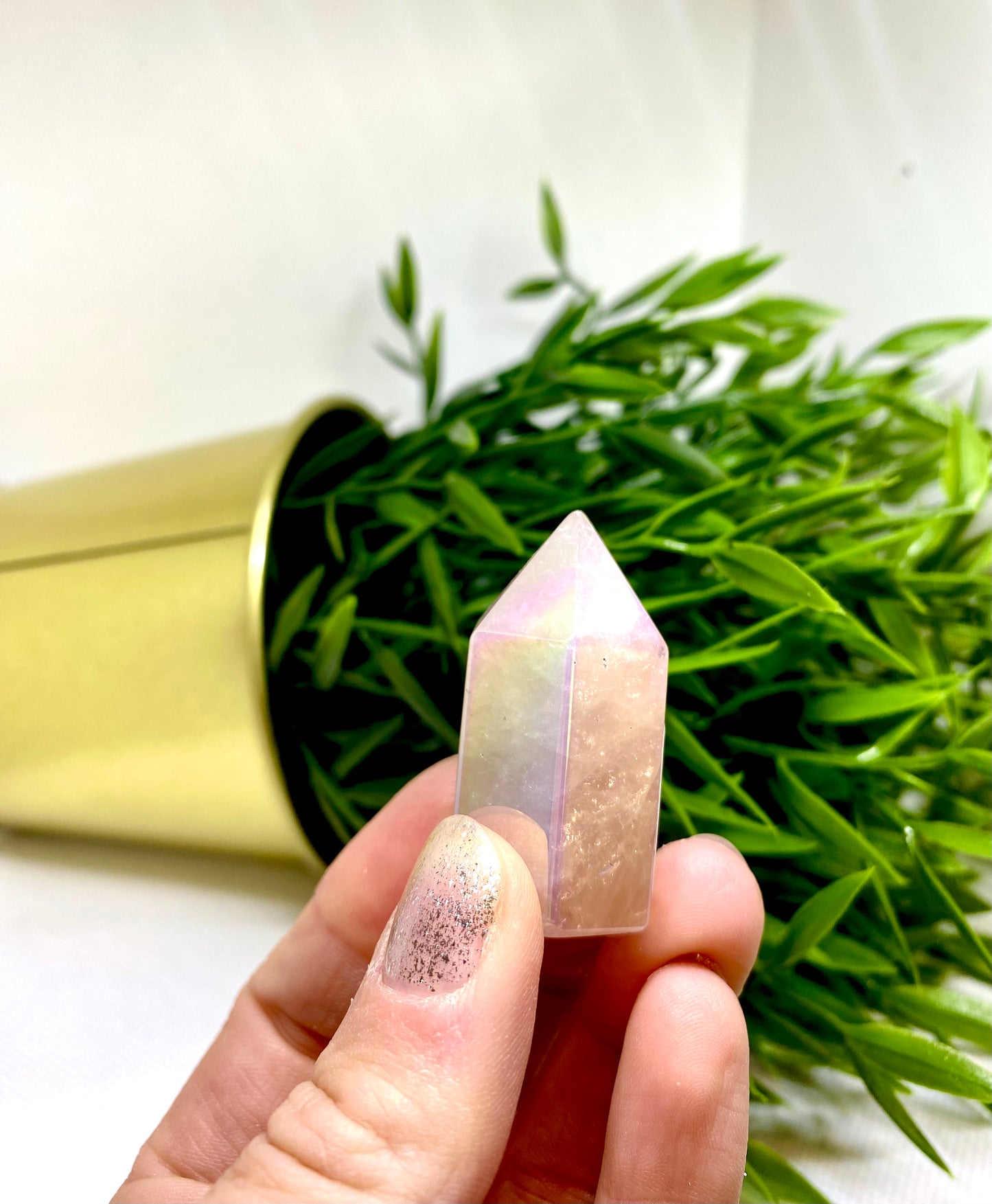 Aura rose quartz mini point
